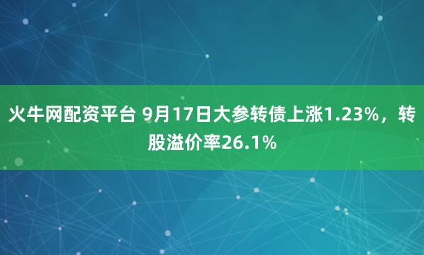 火牛网配资平台 9月17日大参转债上涨1.23%，转股溢价率26.1%
